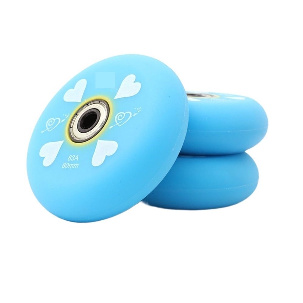 Roller Skate Wheels 62mm 64mm 68mm 70mm 72mm Roller Skates Wheel 83A Soft Elastic Inline Skating Tyre Kids Skate Sneaker Ruedas with Bearing 8 Pcs(62mm Blue)