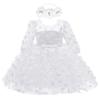 ABAFIP Baby Girl Flower Dress Toddler Tulle Sheer Sleeve Wedding Birthday Pageant Baptism Gown with Headband White 3 Months view 1