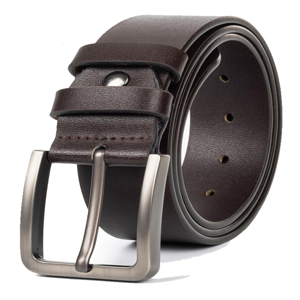 Vikodah Men's-Genuine-Cow-Leather-Dress-Buckle-Belt - Vintage Waistband Black Brown Adjustable for Work Suit Dress 1.5"