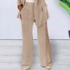 QXQYGRZ Business Casual Outfits for Women Blazer Jackets High Waisted Straight Leg Pants Slacks 2 Pieces Suit Sets Beige view 3