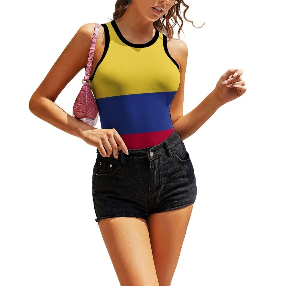 Colombia Flag Tank Top for Womens Summer Autumn Winter Creativity Top L