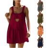 Womens Tennis Dress Built-in Bra and Shorts Colorblock Workout Dresses Cut Out Athletic Outfits with Pockets view 2