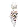 Women 2 Piece Outfit Set Hollow-Out Crochet Knit Bras Top And Asymmetrical Skirt Beach Cover Up view 1