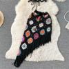 Women 2 Piece Outfit Set Hollow-Out Crochet Knit Bras Top And Asymmetrical Skirt Beach Cover Up view 3