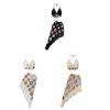 Women 2 Piece Outfit Set Hollow-Out Crochet Knit Bras Top And Asymmetrical Skirt Beach Cover Up view 4