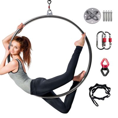 CMYUN Metal Lyra Hoop for Home Gym, Yoga Aerial Ring Hoop for Gymnastics Fitness, Circus Acrobatics Performance Lyra Ring Set, Aerial Art Rig(Diameter-90cm(35 1/2"))