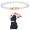 AOZUO Pearl Elastic Chain Belt, Pearl Stretchy Waist Belt Gold Leaf Waistband for Women Girl Dress Skirt Jeans view 1