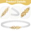 AOZUO Pearl Elastic Chain Belt, Pearl Stretchy Waist Belt Gold Leaf Waistband for Women Girl Dress Skirt Jeans view 3