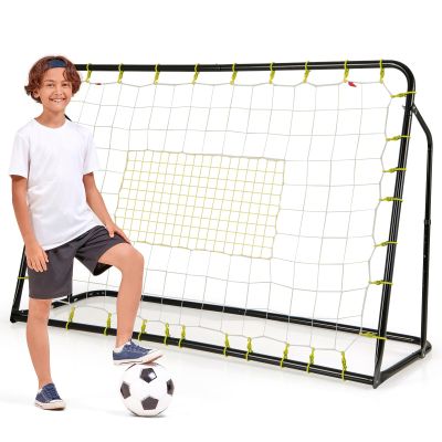 Goplus 6FT x4FT Soccer Net, 2 in 1 Soccer Rebounder Soccer Goal w/Shooting Auxiliary Area, 5 Adjustable Angles, Kids Youth Teens Soccer Practice Training Equipment for Backyard (Black)