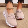NineFit Basics slip on sneakers women orthopedic shoes for women Women's Knitted Mesh Slip On Loafers Lightweight Breathable Orthopedic Soft Sole Flat Sneakers Casual Non-Slip Driving Walking Shoes, 00-pink view 2