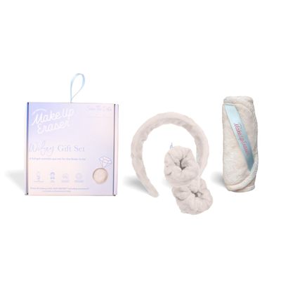 Drip Eraser by The Original Makeup Eraser, Absorbent Headband, 2 Wristbands, 1 PRO Cloth to Collect Water During Face Washing, 4 Piece Bridal Spa Set, One Size Fits Most, Wedding White