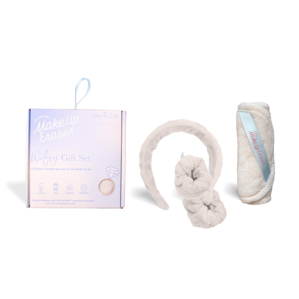 Drip Eraser by The Original Makeup Eraser, Absorbent Headband, 2 Wristbands, 1 PRO Cloth to Collect Water During Face Washing, 4 Piece Bridal Spa Set, One Size Fits Most, Wedding White