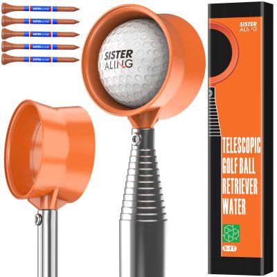 SisterAling 9ft/12ft Water Telescopic Golf Ball Retriever,Classic and Durable Stainless Steel Pick-Up Upper Grabber Tool,The Best Accessory Gift for Men and Women Golfers.(Orange, 9Ft)