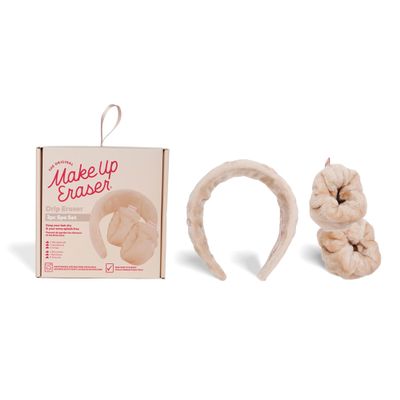MakeUp Eraser Drip Eraser by The Original, Absorbent Headband and Wristbands Collect Water During Face Washing, 3 Piece Spa Set, One Size Fits Most, Sweet Cream