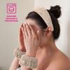 MakeUp Eraser Drip Eraser by The Original, Absorbent Headband and Wristbands Collect Water During Face Washing, 3 Piece Spa Set, One Size Fits Most, Sweet Cream view 3