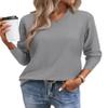 Gray Sweaters for Women Classic Basic Long Sleeve Textured Fall Pullover V Neck Blouses Cute Tops Crotched Trending Teacher Outfits Ladies Apparel Lightweight Grey S view 1