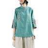 XJRJ Traditional Chinese Top Chines Print Hanfu Clothes Oriental Clothing Chinese Linen Blouse for Women colour1 S view 1