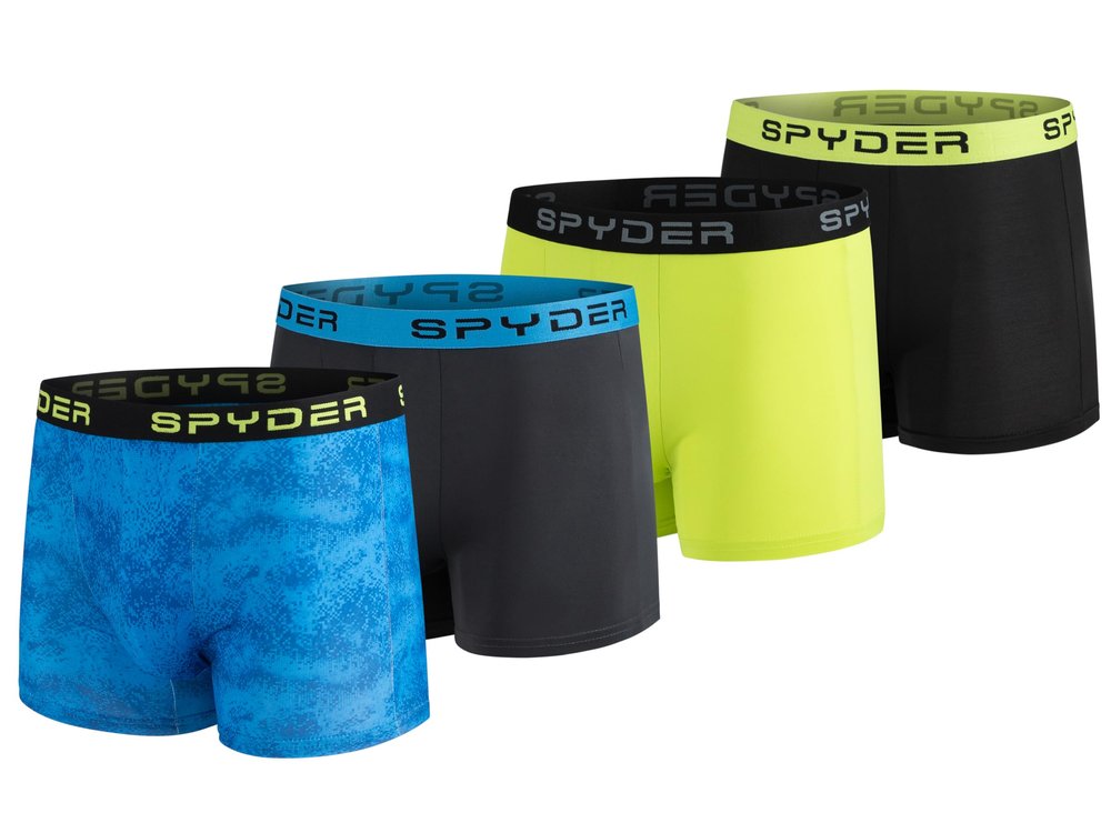 Spyder Boys Boxer Briefs Performance Underwear (Blue/Neon/Black/Grey, Small)