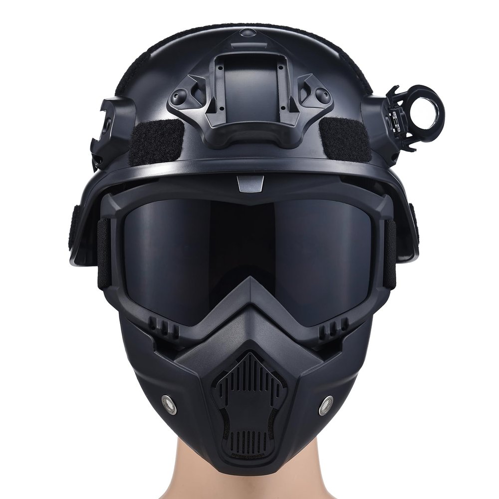 Tactical Airsoft Helmet with Detachable Goggles and Full Face Mask: Military Grade Gear for Paintball and Airsoft 655