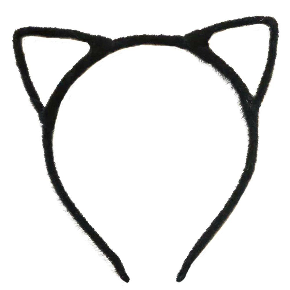 Broeify Cat Ears Headband Halloween Cosplay Accessories for Women Girls, Plastic Catwomen Headwear Handmade Cute Fancy Costume Hair Hoop (Black, One Size)