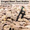 24Pcs Tent Stakes, 8in Heavy Duty Tent Stakes with Storage Pouch, Forged Steel Tent Sakes Metal, Metal Stakes for Tent Used on Grassland, Snowfield, Dessert(24Pcs, 8in, Diameter 1/4") view 3