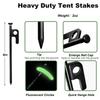 24Pcs Tent Stakes, 8in Heavy Duty Tent Stakes with Storage Pouch, Forged Steel Tent Sakes Metal, Metal Stakes for Tent Used on Grassland, Snowfield, Dessert(24Pcs, 8in, Diameter 1/4") view 4