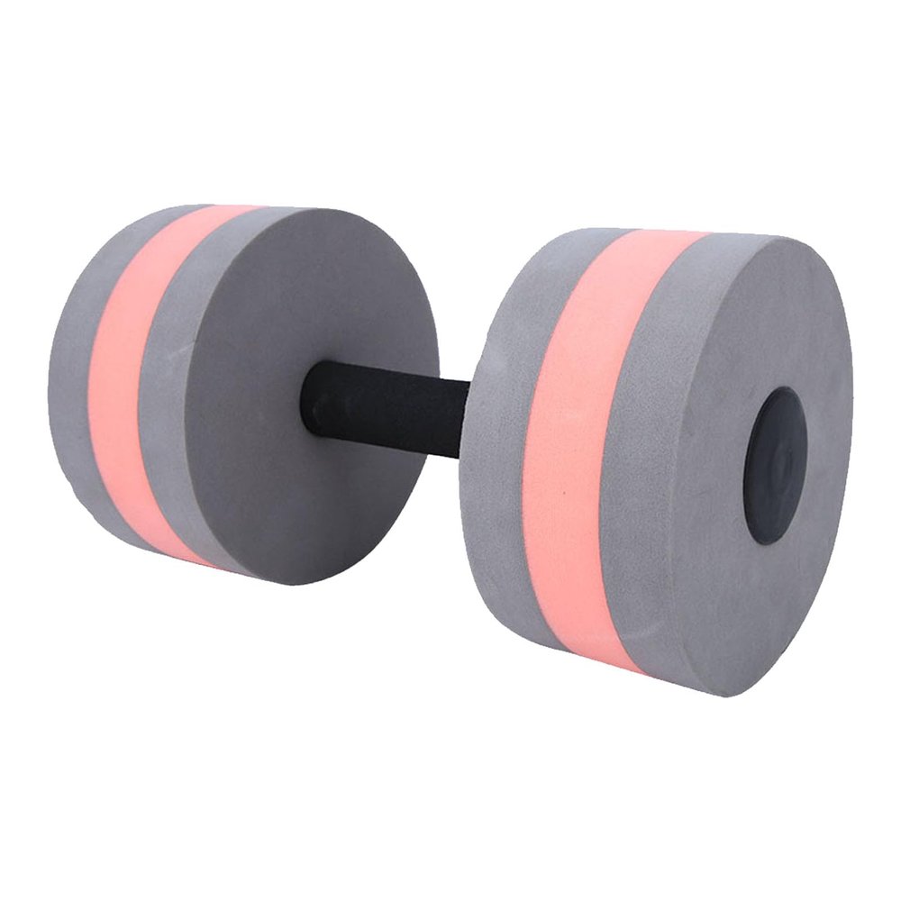 equlup Floating Dumbbell, Roundness Foam Water Floating Dumbbell Fitness Equipment Pool Foam Barbell Swim Bar with Padded Grip for Learning to Swim Swim Lessons (Gray and red)