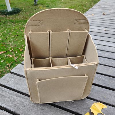 ADKBO Felt Backpack Organiser, Mini Backpack Organizer Insert, Small Purse Organizer Insert - Lightweight, Multi-pocket Backpack Insert for Easy Access and Neat Storage (Beige, M-13.8 * 10.6IN)