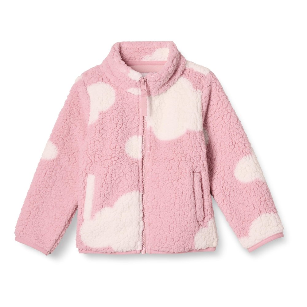 Amazon Essentials Toddler Girls' Sherpa Fleece Full-Zip Jacket, Fleece Lined, Pink Clouds, 4T