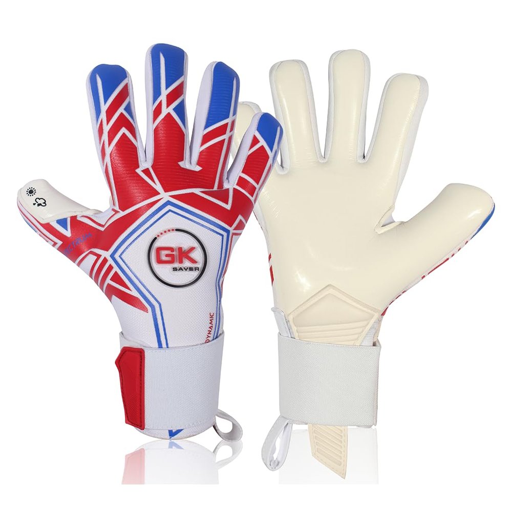 GK Saver Football Goalkeeper Goalie Gloves | Anti-Slip Grip Palms | Spectrum Series Negative Cut | Goalkeeping GK Gloves (S2 Red Size 6)