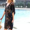 Btgghytr Women Half Sleeve Swimsuit Cover Up Hollow Embroidery Floral Lace Beach Dress view 2