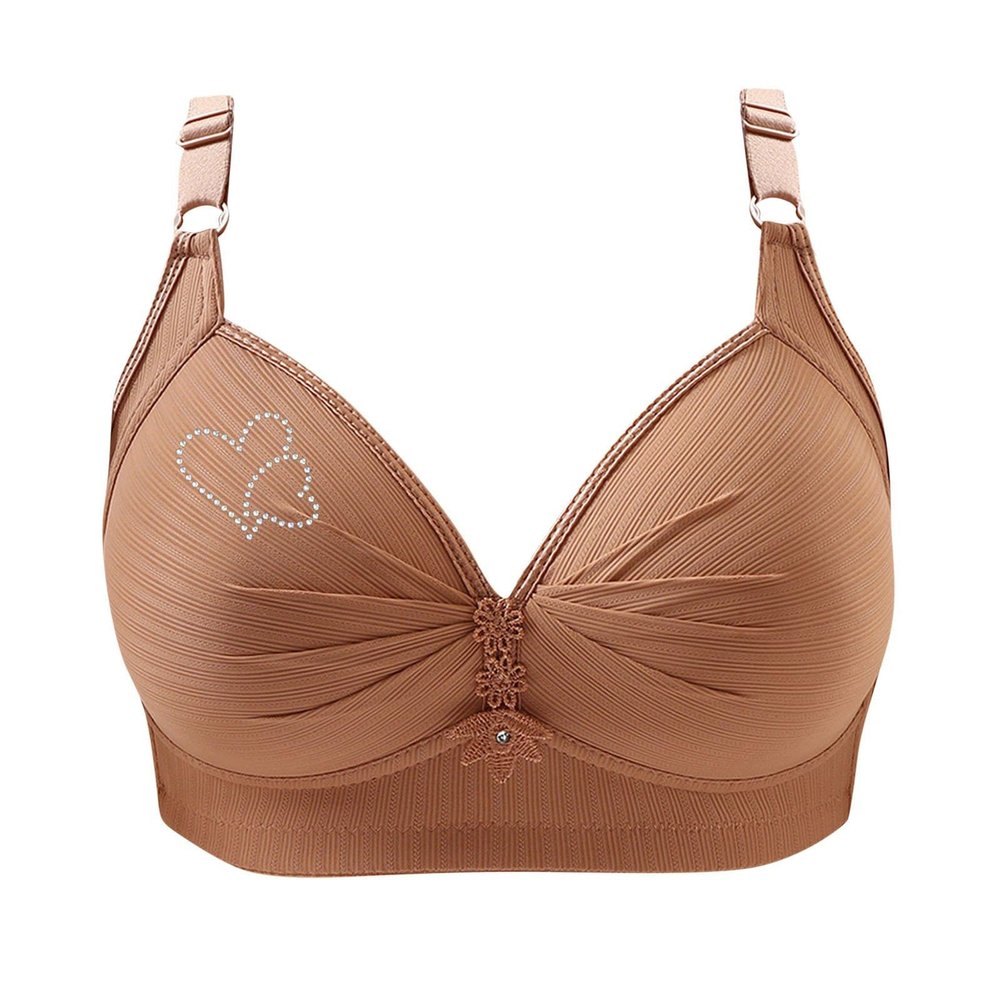 Bras for Women No Underwire Adjustable Push Up Bras Full Coverage Support Bralette Plus Size Everyday Bra Khaki