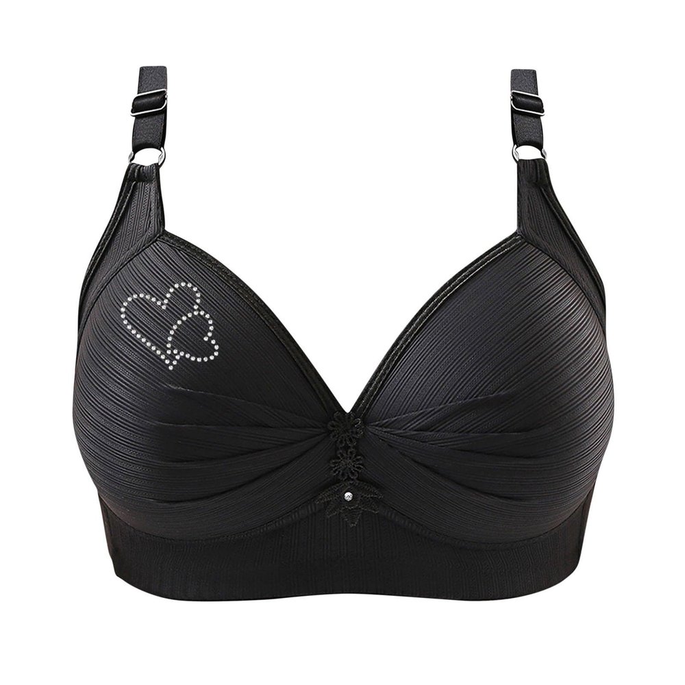 Bras for Women No Underwire Adjustable Push Up Bras Full Coverage Support Bralette Plus Size Everyday Bra Black