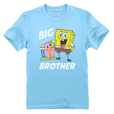 Tstars Spongebob and Gary Big Brother Funny Youth Kids T-Shirt Medium California Blue