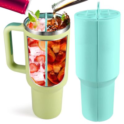 2-in-1 Inner Cup Tray for Stanley 40 OZ, Silicone Cup Divider for Stanley Accessory Dual-sided Drink, Reusable Liner Tray Two Drinks in One Cup (Green)