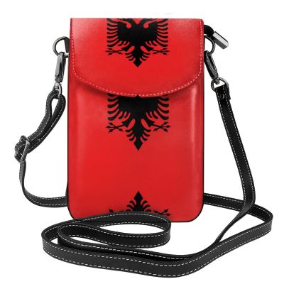 Albanian Flag Women'S Lightweight Compact Leather Crossbody Bag Cell Phone Bag Travel Bag Shoulder Bag Wallet