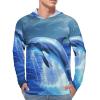BTCOWZRV Men's Sun Protection Hoodie Shirts UPF 50+ Long Sleeve Rash Guard Blue Ocean Dolphin Sun Shirt Outdoor view 4