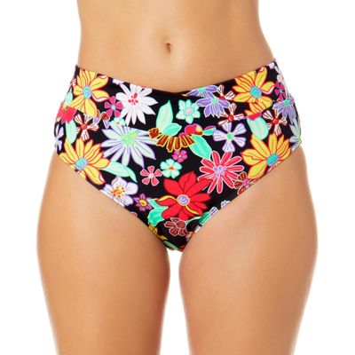 Salt + Cove Womens Juniors Penny Lane High Waist Swim Bottom Separates Black L