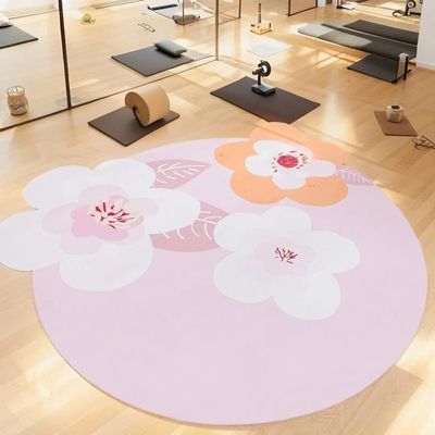 ABREEZE Irregular Large Flower Meditation Mat Non Slip Round Pilates Yoga Mat Natural Rubber with Sueded Surface Exercise Mat