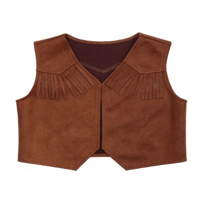 Lorilida Boys/Girls Cowboy Jacket Waistcoat Kids Cowgirl Vest Medieval Renaissance Cowboy Outerwear Tops Brown 8 Years