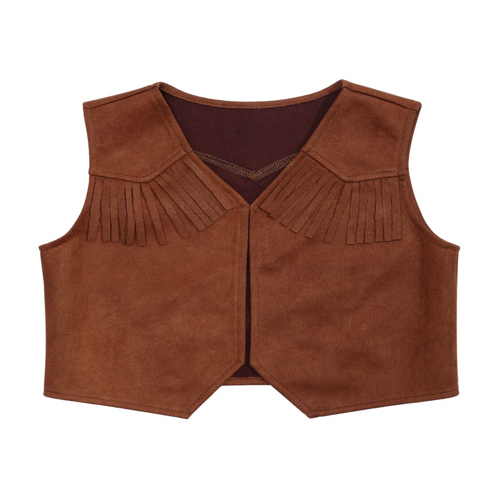 Lorilida Boys/Girls Cowboy Jacket Waistcoat Kids Cowgirl Vest Medieval Renaissance Cowboy Outerwear Tops Brown 8 Years