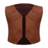 Lorilida Boys/Girls Cowboy Jacket Waistcoat Kids Cowgirl Vest Medieval Renaissance Cowboy Outerwear Tops Brown 8 Years view 2