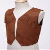 Lorilida Boys/Girls Cowboy Jacket Waistcoat Kids Cowgirl Vest Medieval Renaissance Cowboy Outerwear Tops Brown 8 Years view 4