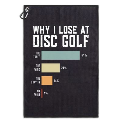 Msticey Why I Lose at Disc Golf Microfiber Sport Towel with Clip, Great Disc Golf Gifts for Grandpa, Dad, Father's Day, Disc-Golf Accessories for Men, Women
