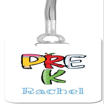 Personalized Backpack Name Tag for Kid - First Day Gift for Boy Girl - Bookbag Grade Level ID Badge (Pre K)