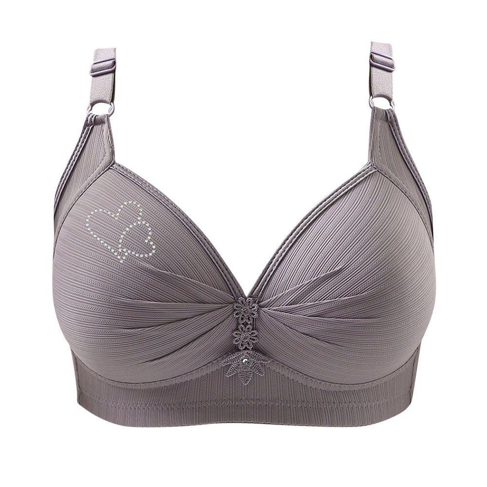 Bras for Women No Underwire Adjustable Push Up Bras Full Coverage Support Bralette Plus Size Everyday Bra Gray
