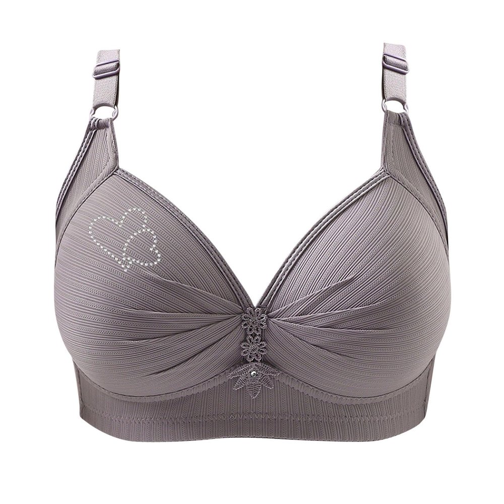 Bras for Women No Underwire Adjustable Push Up Bras Full Coverage Support Bralette Plus Size Everyday Bra Gray