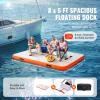 VEVOR Inflatable Dock, 8x5FT Water Float Mat, Non-Slip Surface, with A Carry Bag & Removable Ladder, Ideal for Pool, Beach, and Ocean view 3