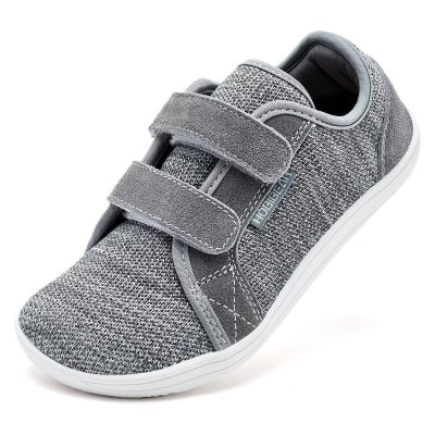 HOBIBEAR Kids Barefoot Shoes Minimalist | Zero Drop | Wide Width Fashion Sneaker Boys/Girls Toddler/Little/Big(A-Grey, 4 Big Kid)