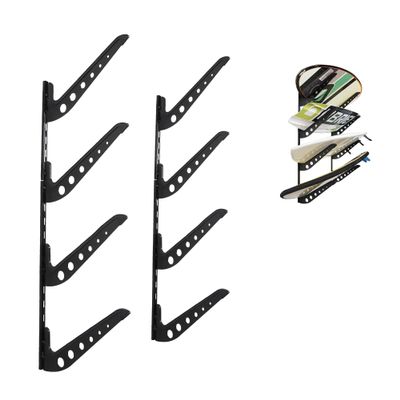 HIKULA 4 Board Surf Rack Wall Mount for Surfboard, Wakeboard, Snowboard Storage Adjustable Wall Hangers Boards Display
